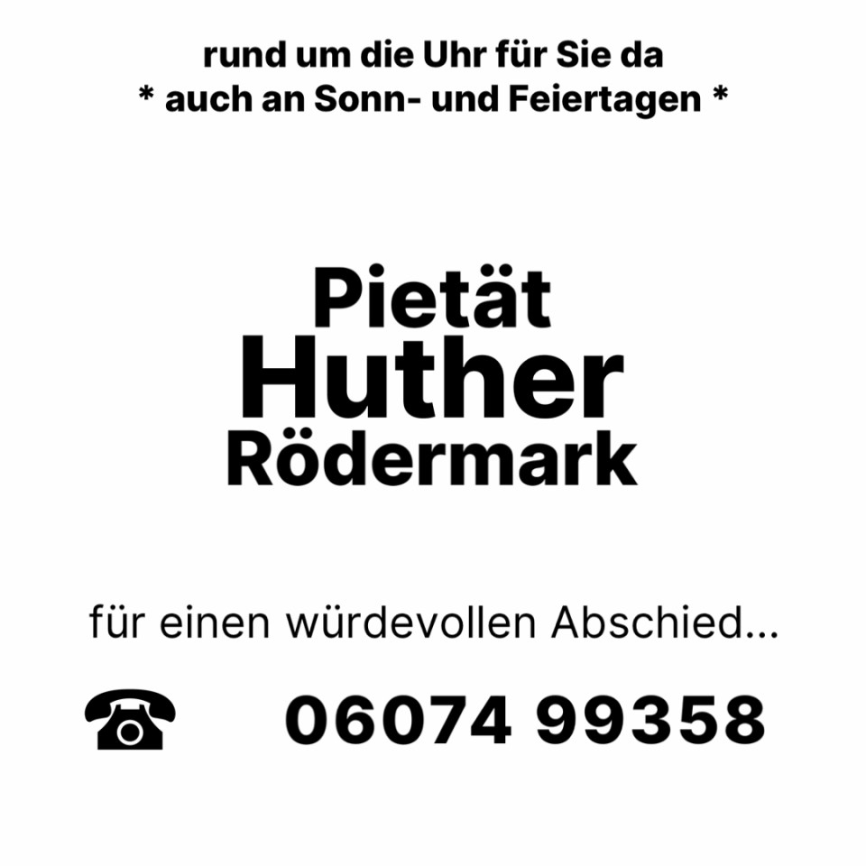Beerdigungen Nieder-Roden